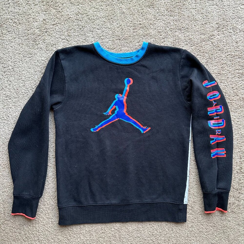 Nike Air Jordan Sweater Boys XL 13-15 Crewneck Pullover Long Sleeve Black